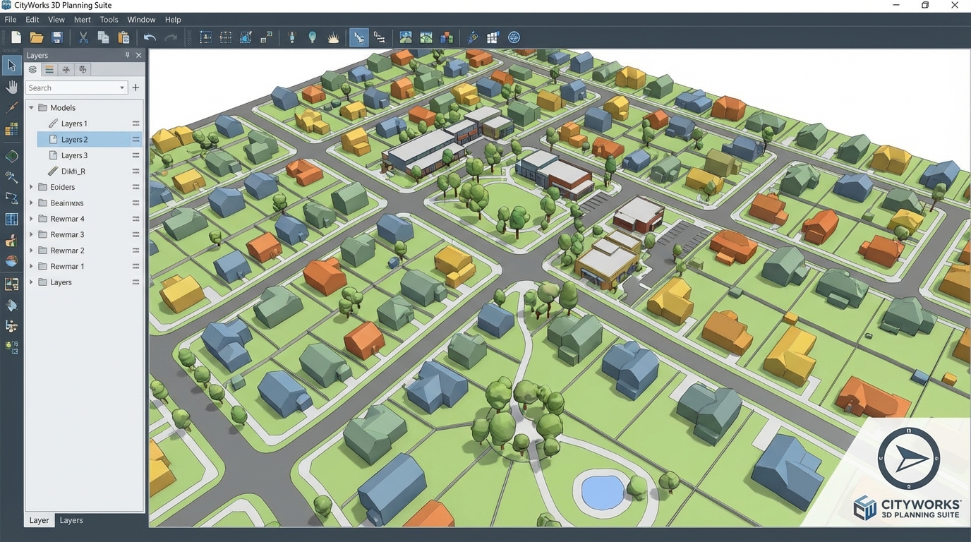3D-Visualisierung eines Bebauungsplans