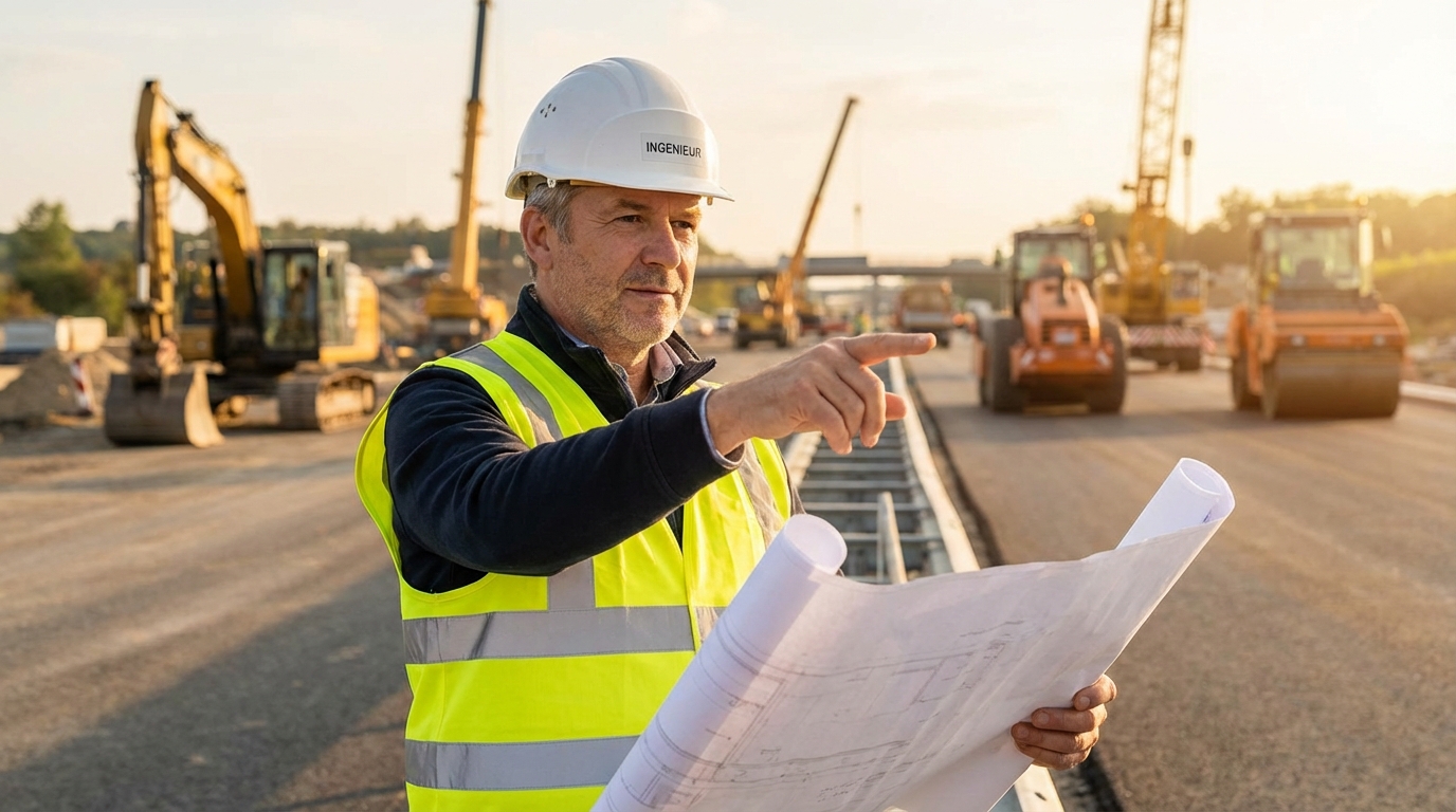 Bauleiter auf einer Infrastruktur-Baustelle